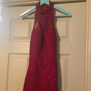 Maroon Halter Neck Party Dress